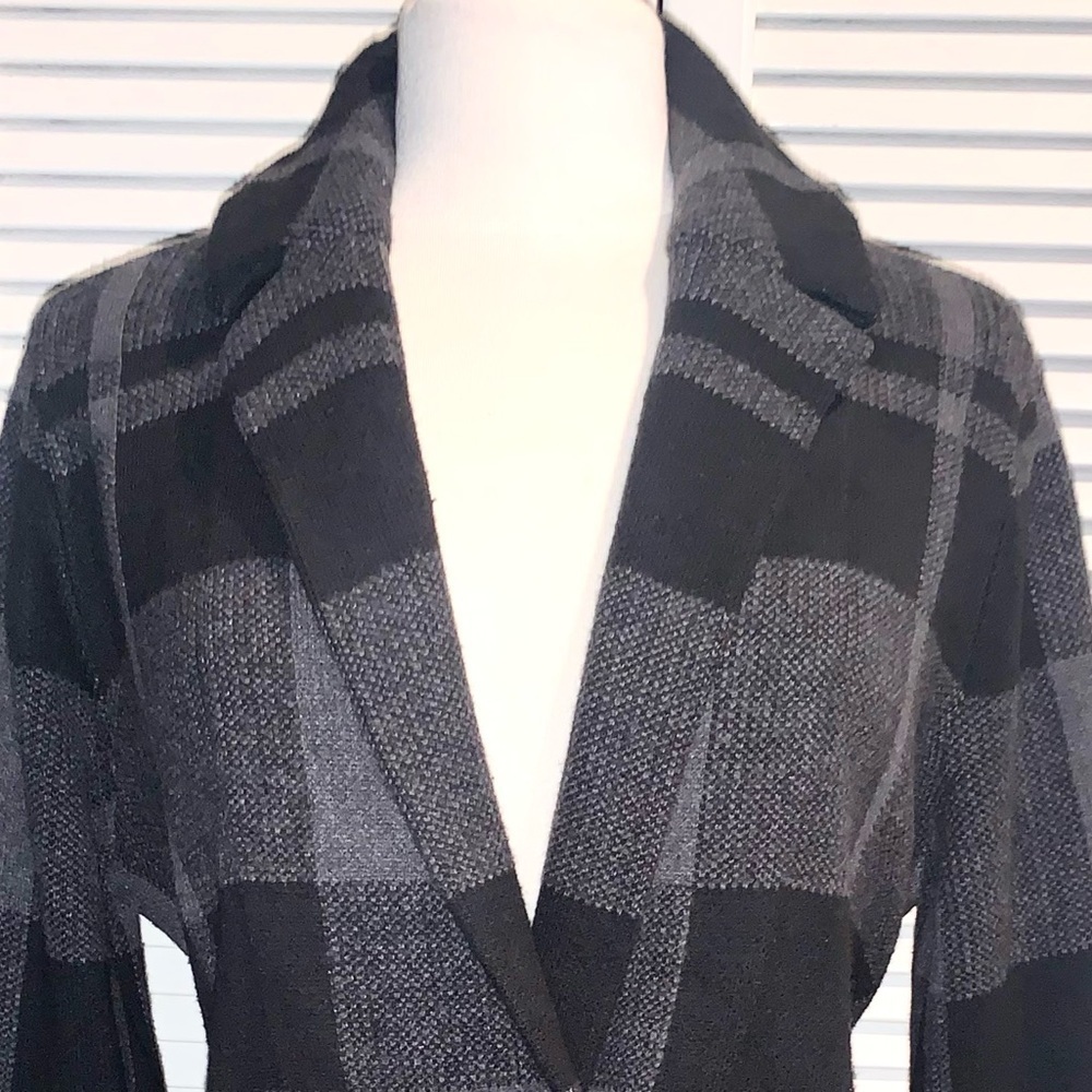 Vintage Bass Sweater Blazer Black and grey Plaid women’s Large - Picture 3 of 7